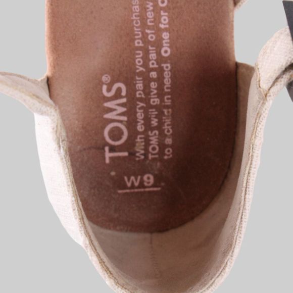 TOM'S Wedge Sandals Cork Wedge Heels in Cream Women's Size 9 - Picture 11 of 11